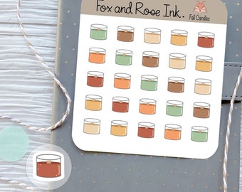Fall Candle Planner Stickers Cozy Autumn Candle Icon Stickers for Planners Bullet Journals and Scrapbooks