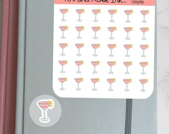 Cosmopolitan Planner Stickers⎮ Cute Cocktail Drink Stickers for Planners and Calendars⎮ Cosmo Stickers⎮ Drink Stickers for Bullet Journals