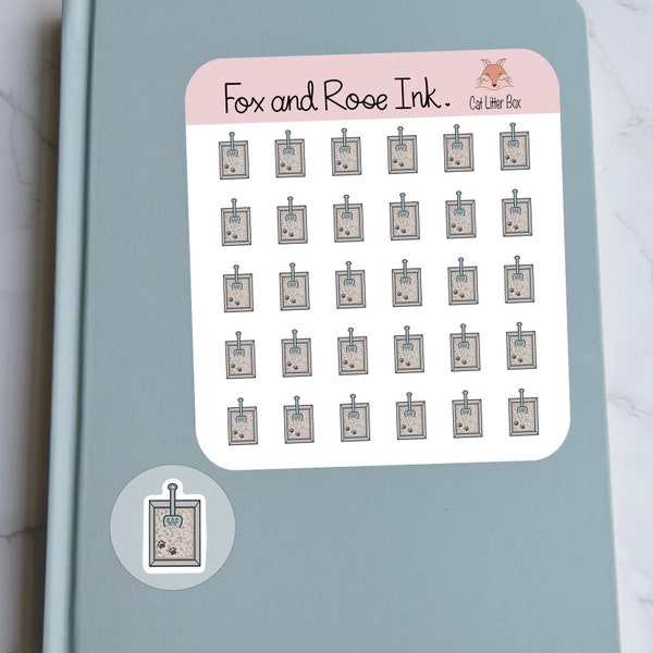 Cat Litter box Planner Stickers⎮ Cat Litter Box Icon Stickers Sheet⎮ Cat Mom Stickers for Planners and Calendars⎮ Cat Care Reminder Stickers