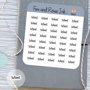 School Script Planner Stickers Cursive Font School Stickers for Planners Calendars School Day Tiny Sticker Labels
