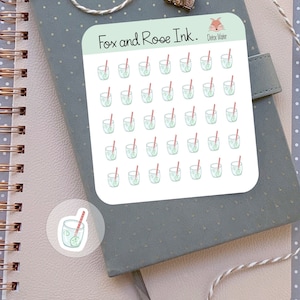 Planner Icon Stickers: Water Planner Stickers Detox Water Stickers for Planner Calendar Bullet Journal Spa Water Hydrate Hydration Stickers