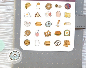 Food Planner Stickers⎮ Cute Food Stickers for Planners and Calendars⎮ Food Tracker Stickers for Food Journals⎮ Meal Planner Stickers