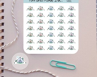 Camping Planner Stickers Camp Stickers for Planners Summer Camp Planner Icon Stickers for Calendars Bullet Journals Outdoors Sticker Sheet