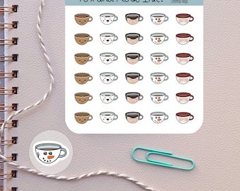 Pegatinas del planificador de tazas de Navidad ⎮ Pegatinas de tazas navideñas para planificadores Calendarios Diarios de balas y álbumes de recortes ⎮ Hoja de pegatinas de café de Navidad