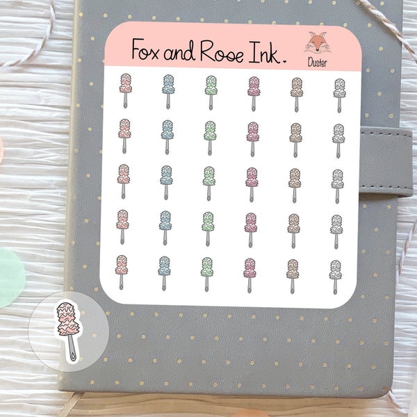 Duster Planner Stickers⎮  Feather Duster Icon Stickers for Planners and Calendars⎮ Chore Stickers⎮ Cleaning Stickers for Bullet Journals