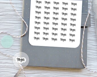 Yoga Script Planner Stickers⎮ Yoga Cursive Font Stickers for Planners and Calendars⎮ Yoga Class Reminder Stickers