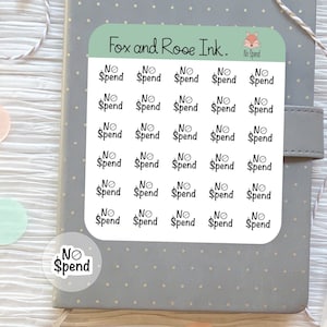 No Spend Planner Stickers⎮ No Spend Challenge Stickers for Planners and Calendars⎮ Savings Reminder Stickers⎮ No Spend Word Stickers