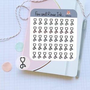 Planner stickers icons/ Stethoscope icon stickers for planners/ Functional icon planner sticker sheet/ Nurse stickers/ 40 stickers per sheet
