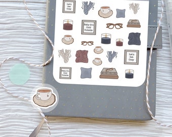 Winter stickers/ Planner stickers/ Cozy winter stickers for planners bullet journal scrapbooks/ Hygge sticker/ 24 Hand drawn deco stickers
