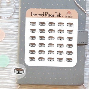 Dog Food Bowl Planner Stickers⎮Dog Bowl Icon Stickers Sheet⎮ Dog Mom Stickers for Planners and Calendars⎮ Dog Food Reminder Stickers