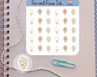 Soft Serve Ice Cream Planner Stickers⎮Ice Cream Stickers for Planners and Calendars⎮ Frozen Yogurt Stickers⎮ Stickers for Bullet Journals