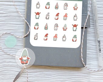 Cute Christmas Gnome planner Stickers Holiday Gnomes stickers for planners Bullet Journals Scrapbooks Bujo