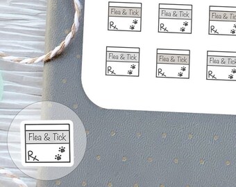 Flea and Tick Planner Stickers⎮ Pet Health Care Stickers for Planners and Calendars⎮ Vet Reminder Stickers⎮ Pet Planner Stickers
