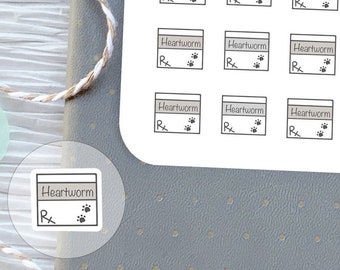 Heartworm Medicine Planner Sticker⎮ Heartworm Pill Reminder Stickers for Planners⎮Pet Health Care Sticker⎮ Veterinarian Stickers