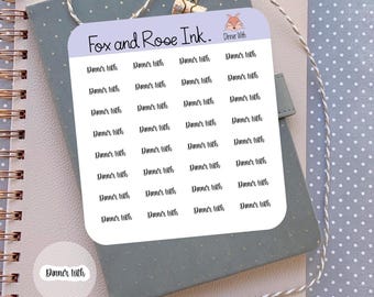 Dinner With Script Planner Stickers⎮ Cursive Script Stickers for Planner