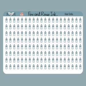 Water Bottle Planner Stickers⎮Water Bottle Icon Stickers for Planners and Calendars⎮ Fox and Rose Ink Stickers Sheet⎮ Drink Water Sticker