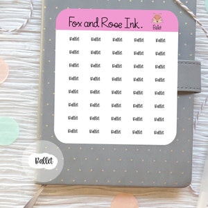 May include: A sheet of stickers with the words "Fox and Rose Ink." and "Ballet" repeated multiple times. The stickers are on a pink background with a small fox illustration in the top right corner.