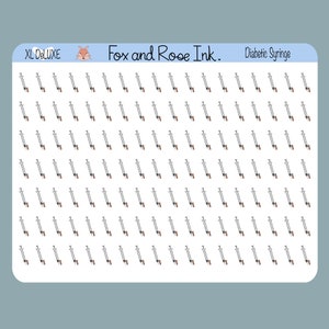 Diabetic Syringe Planner Stickers⎮ Syringe Icon Stickers for Planners and Calendars⎮ Diabetes Stickers Sheet⎮ Shot Planner Stickers