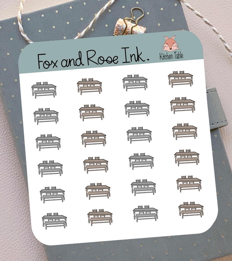 Table Sticker Beige Kitchen Table Planner Stickers | Family Dinner Icons - Etsy