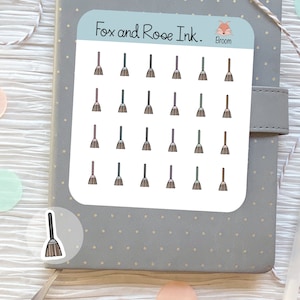 Broom Sticker Sheet Broom Planner Sticker Cleaning Sticker Sheet Clean House Planner Sticker Tidy up Sticker for Planner Sweep Floors Icon