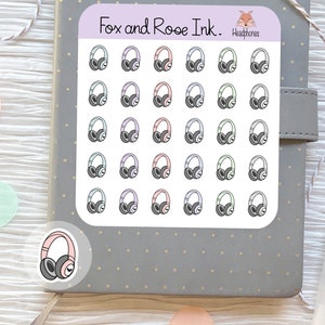 Headphones Planner Stickers⎮ Headphone Stickers for Planners and Calendars⎮ Music Stickers⎮ Currently Listening To Stickers