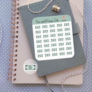 Dollar bill stickers/ Planner sticker sheet/ Money stickers for planners and calendars/ Premium Matte sticker/ Glossy stickers/ 35 per sheet