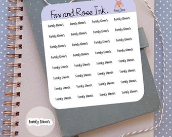 Family Dinner Script Planner Stickers⎮ Cursive Script Stickers for Planner