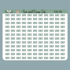 Dollar Planner Stickers⎮ Money Stickers for Planners and Calendars⎮Dollar Bill Sticker Sheet⎮ Money Icon Planner Stickers