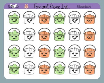 Halloween Bucket Planner Stickers⎮ Trick or Treat Bucket Stickers for Planners⎮ Halloween Planner Stickers⎮ Fall Journaling Stickers