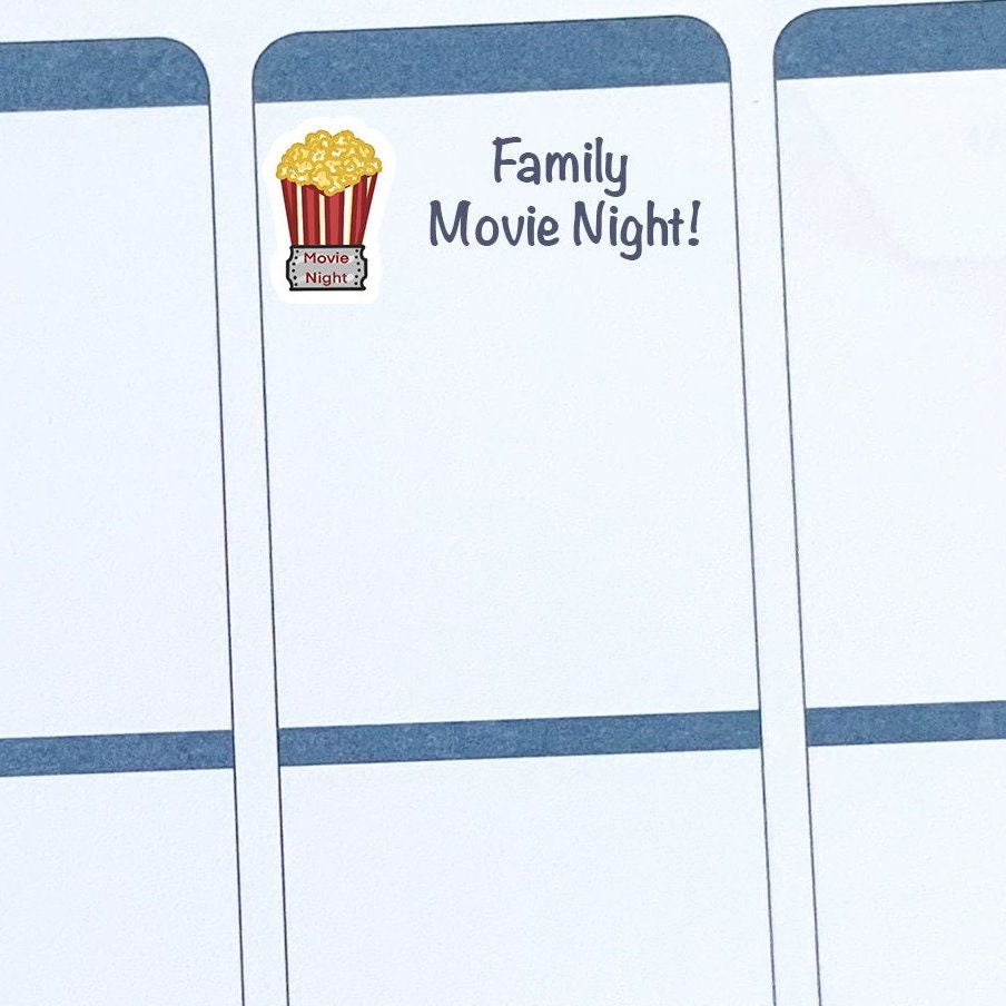Popcorn Stickers/ Planner Stickers Sheet/ Movie Night Stickers/ Movie ...