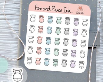 Kettle Bells Planner Stickers⎮ Weight Stickers for Planners and Calendars⎮ Weight Lifting Stickers⎮ Fitness Stickers ⎮ Kettle Bell stickers