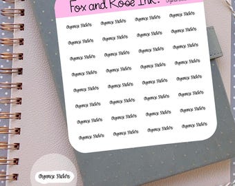 May include: A sheet of pink and white stickers with the text "Fox and Rose Ink." and "Organize Stickers" repeated multiple times.