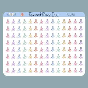 Pegatinas para planificador de sombreros de fiesta ⎮ Pegatinas de cumpleaños para planificadores y calendarios ⎮ Hoja de pegatinas para planificador de fiestas ⎮ Pegatinas recordatorias de feliz cumpleaños