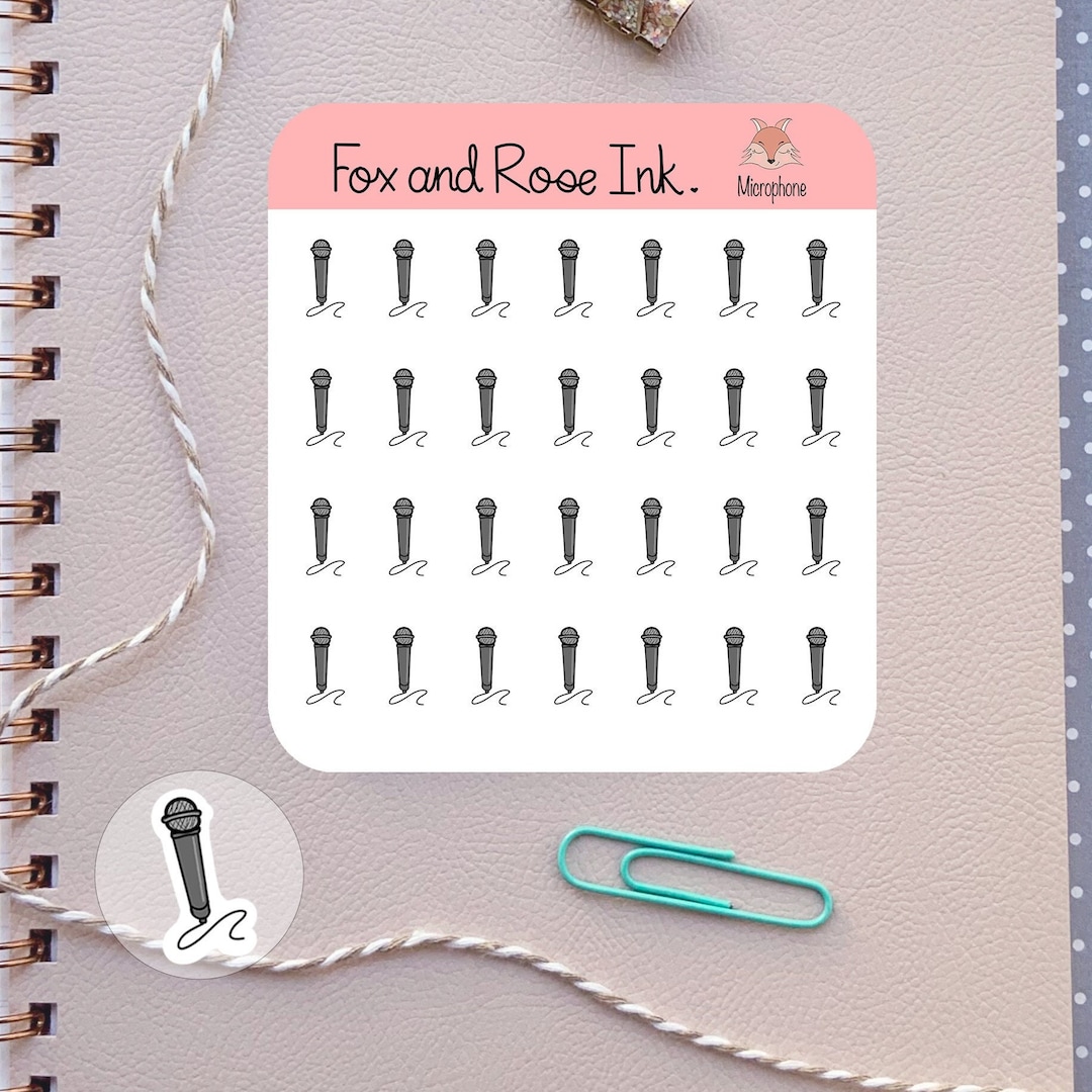 Microphone Planner Stickers Mini Karaoke Microphone Stickers for ...