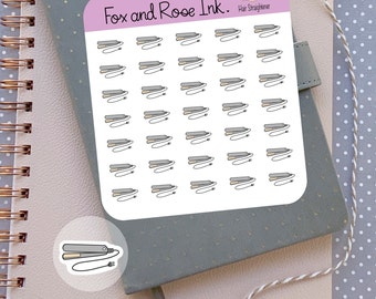 Hair Straightener Planner Stickers⎮ Flat Iron Icon Stickers for Planners and Calendars⎮ Hair Stickers⎮ Beauty Salon Stickers