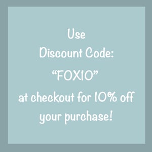 May include: A light blue square with white text that reads "Use Discount Code: "FOXIO" at checkout for 10% off your purchase!"