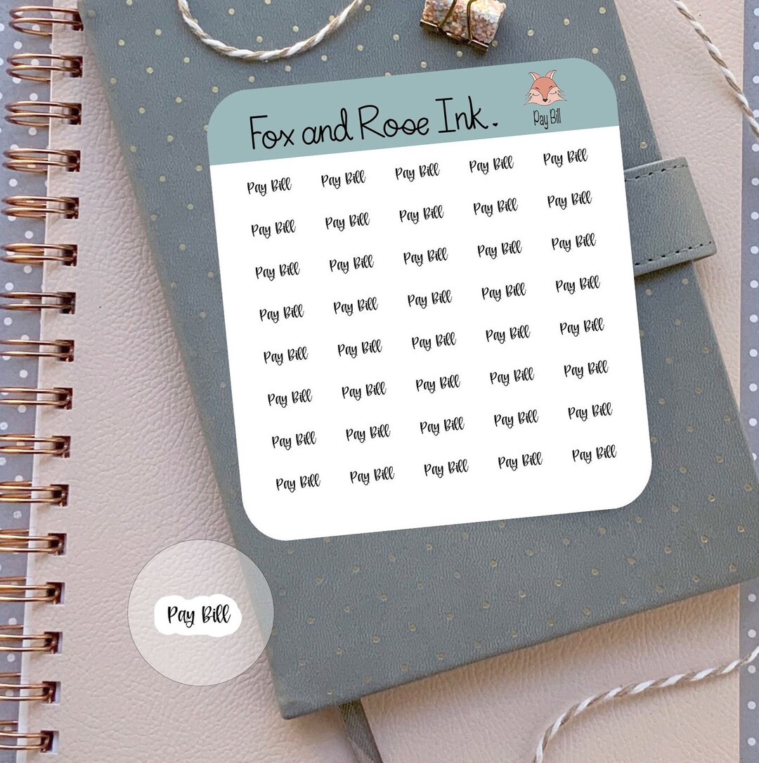 Pay Bill Script Planner Stickers Bill Pay Reminder Stickers for ...
