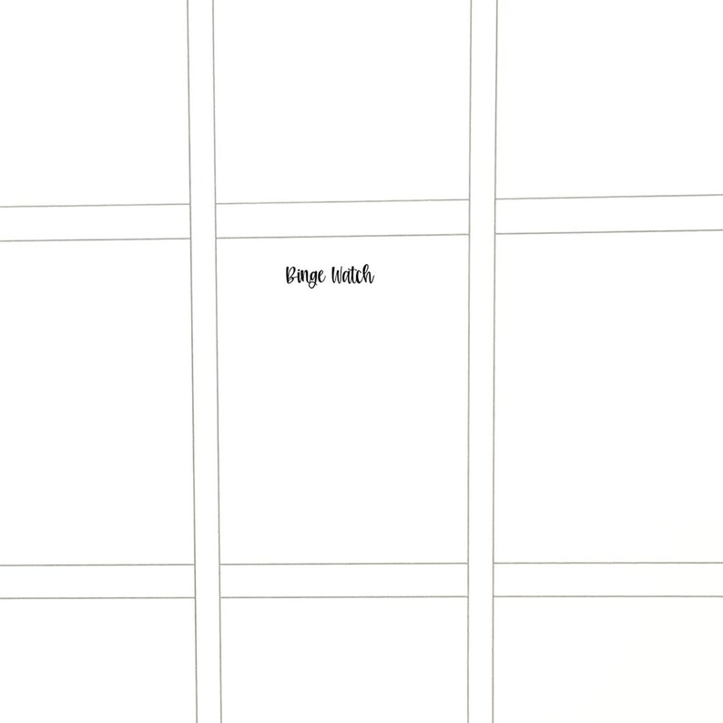 May include: A white gridded background with the text "Binge Watch" written in black cursive.