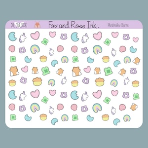 Stickers céréales guimauve, Stickers céréales pour agendas et calendriers Stickers encre renard et rose, Sticker carnet porte-bonheur