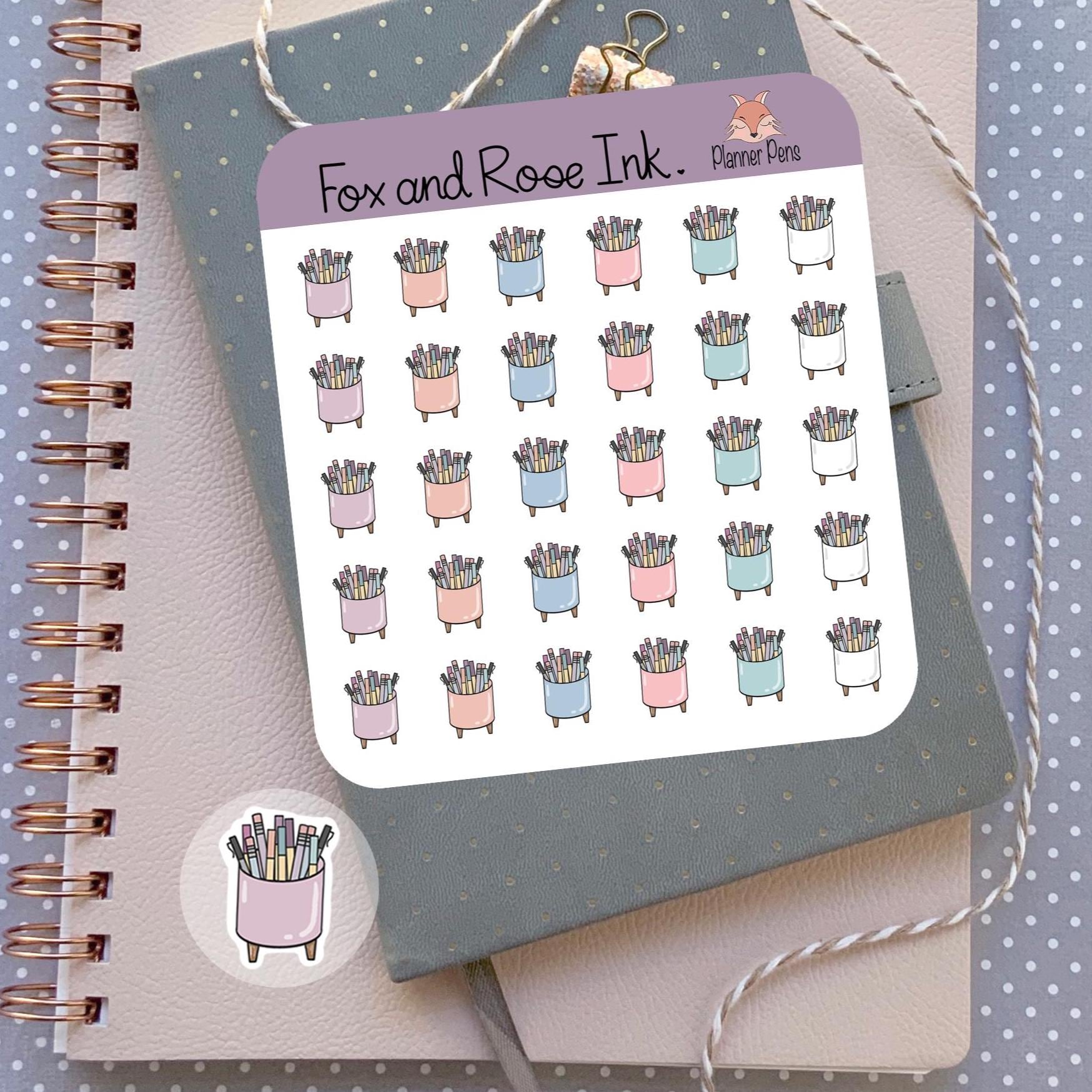 Planner Pens Icon Stickers | Desk Stationery for Journals, Calendars - Etsy