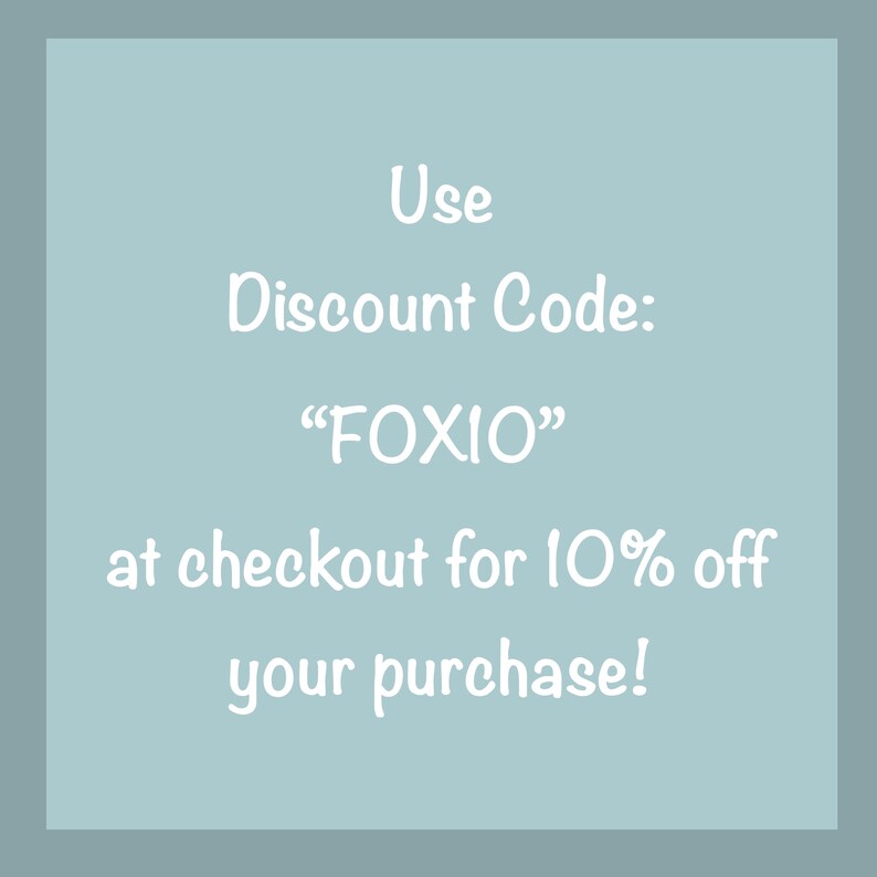 May include: A light blue square with white text that reads "Use Discount Code: "FOXIO" at checkout for 10% off your purchase!"