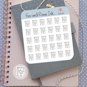 Stickers de planification d'aliments pour poulets, autocollants d'icônes de planification d'aliments pour poulets pour agendas et calendriers