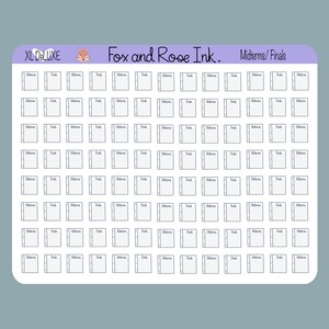 Pegatinas para planificadores de exámenes finales, pegatinas para planificadores y calendarios de mitad de período, hojas de pegatinas para exámenes, pegatinas para recordatorios de estudio para estudiantes