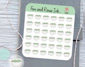 Adesivi per pianificare insalate⎮Adesivi a forma di ciotola per insalata per agende e calendari⎮Adesivi con icone alimentari⎮Adesivi per diario alimentare