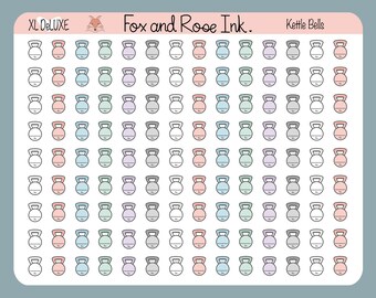 Kettle Bell Planner Stickers⎮ Weight Lifting Stickers for Planners and Calendars⎮ Fitness Stickers Sheet⎮ Exercise Reminder Planner Stickers