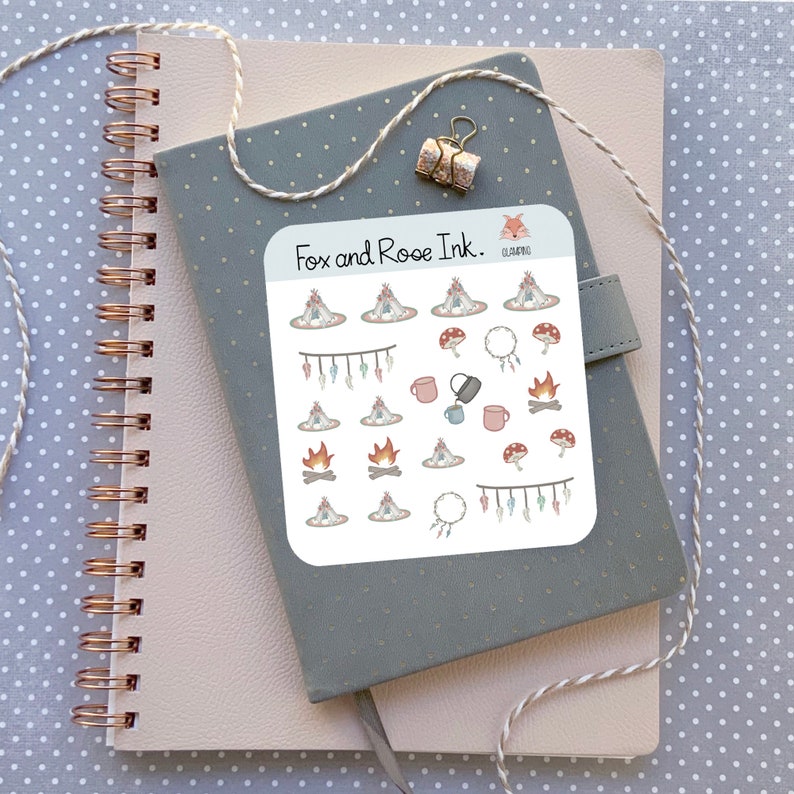 Labels Camping stickers Deco stickers for bullet journal Camping planner stickers Scrapbook stickers Glamping stickers