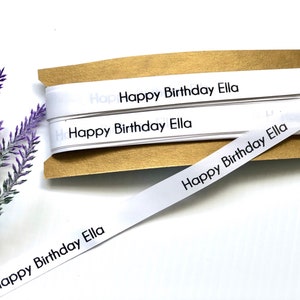 Rubans joyeux anniversaire 16 mm Rubans imprimés personnalisés en toute occasion | Rubans personnalisés pour cadeaux de mariage | Célébrations d'anniversaire