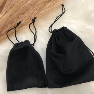 Black Velvet Drawstring Pouch: Jewelry Gift Bag (3pcs)