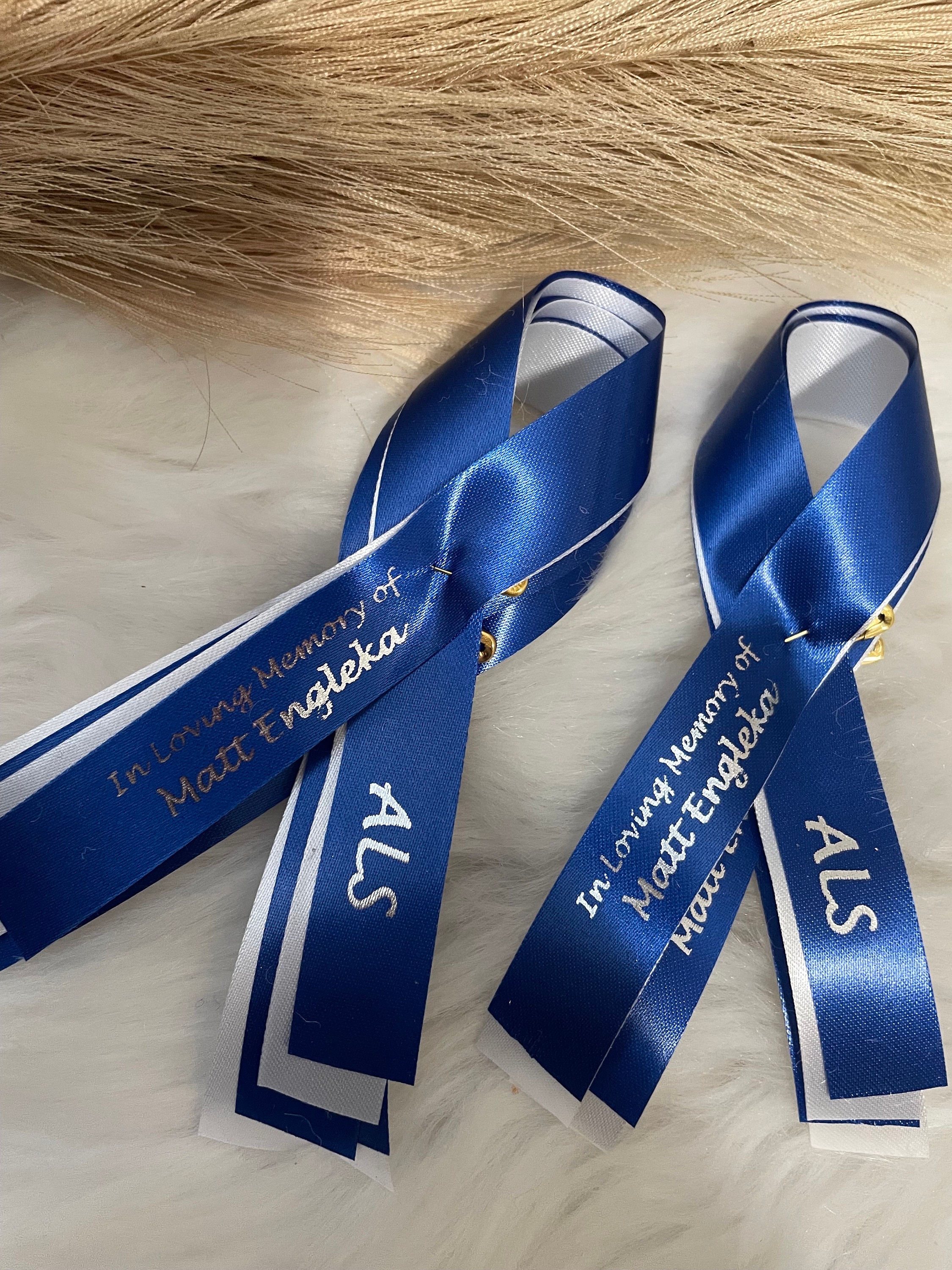 Memorial Ribbon Sticker 25 Custom Printed Memorial Ribbon Pins: Double Color Awareness Ribbons ...