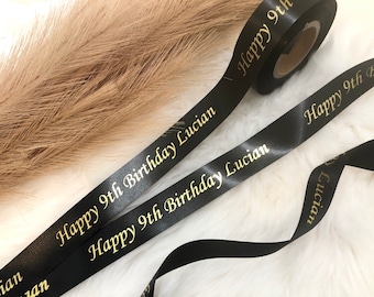25mm Happy Birthday Ribbons Personalized Printed Ribbons for Any Occasions | Customized Ribbon for Wedding Favours, Baptism Souvenirs